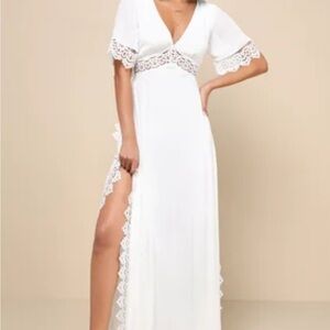 Lulu's White Lace Maxi Dress